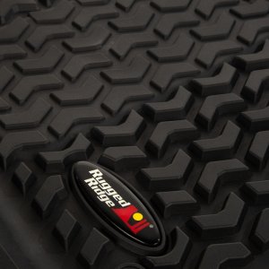 Jeep Wrangler Unlimited JLU Floor Liner Kit - Front/Rear/Cargo - Rugged Ridge - All Terrain - Black - `18-`20